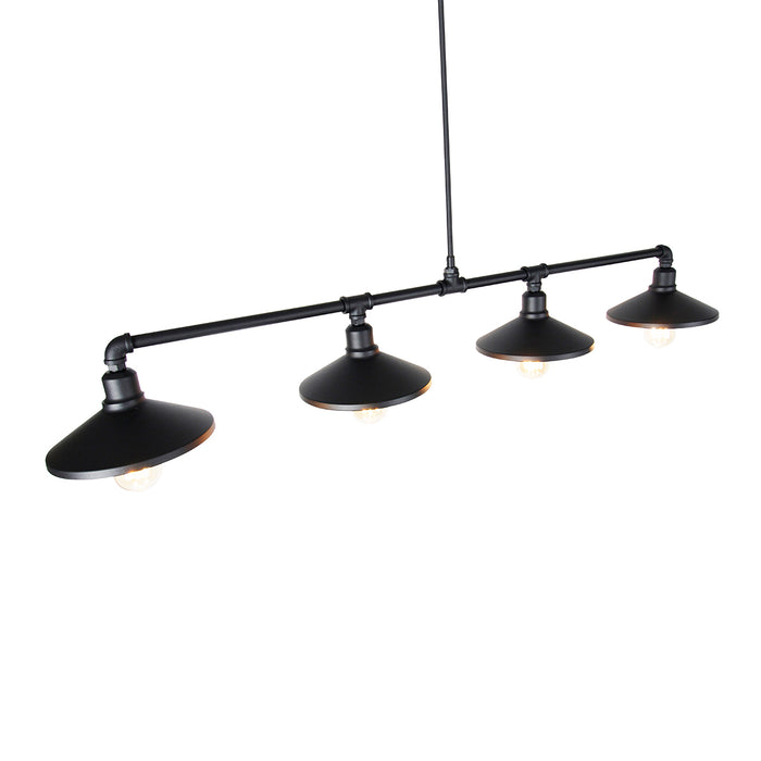 QAZQA Industriële hanglamp zwart 4-lichts - Laser