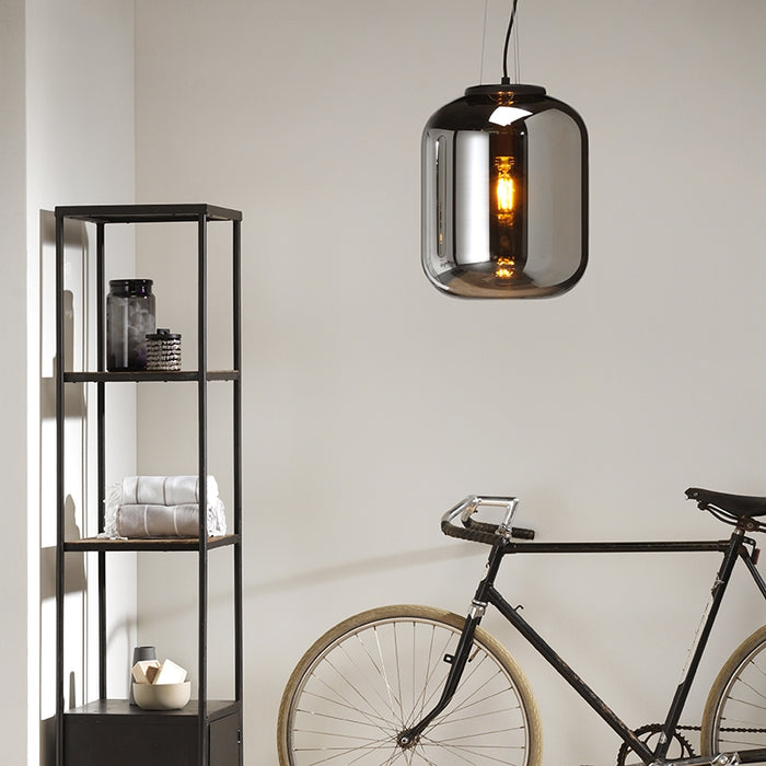 QAZQA Design hanglamp zwart met smoke glas - Bliss