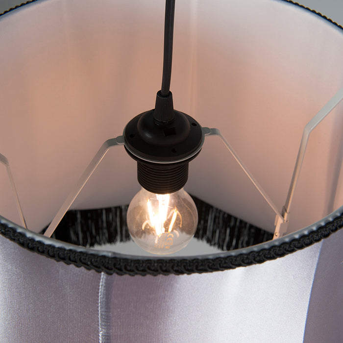 QAZQA Retro hanglamp zwart met grijs 45 cm - Granny