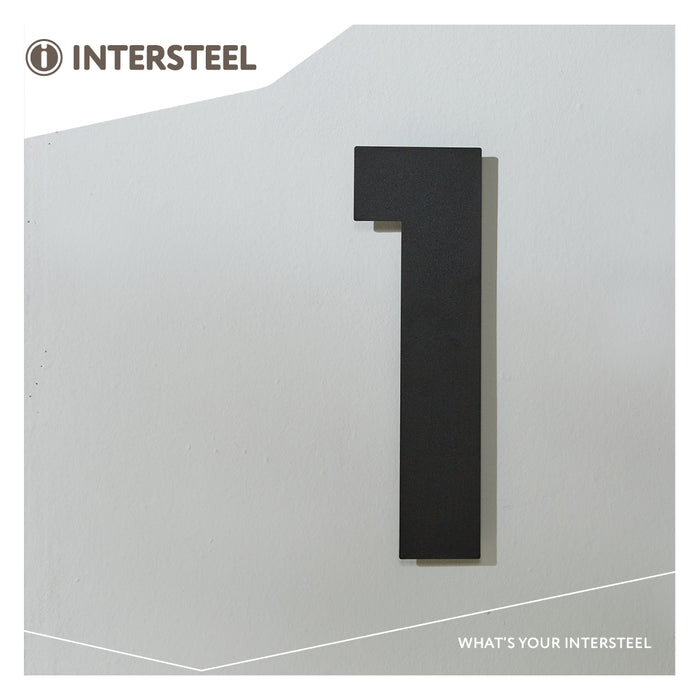 Intersteel Huisnummer 1 XL hoogte 30 cm rvs|mat zwart