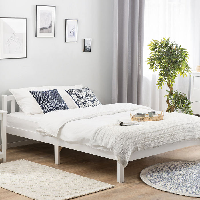 Beliani - FLORAC - Tweepersoonsbed - Wit - 140 x 200 cm - Dennenhout