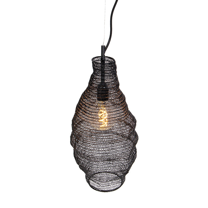 QAZQA Oosterse hanglamp zwart - Nidum Rombo