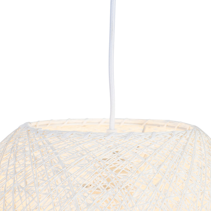 QAZQA Landelijke hanglamp wit bol 35cm - Corda