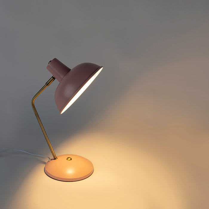 QAZQA Retro tafellamp roze met brons - Milou