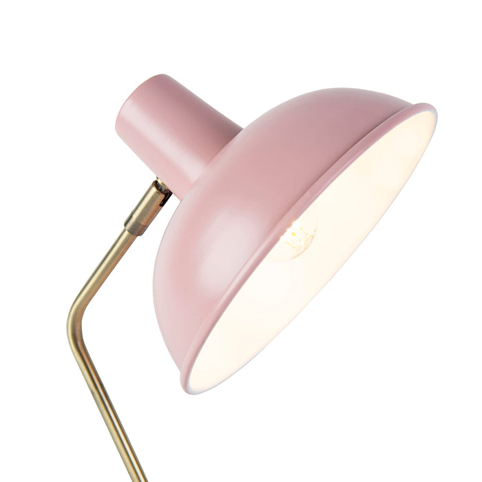 QAZQA Retro tafellamp roze met brons - Milou