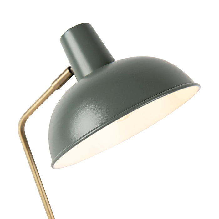 QAZQA Retro tafellamp groen met brons - Milou