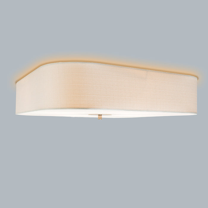 QAZQA Plafondlamp drum jute - Wit - Modern - L 500mm