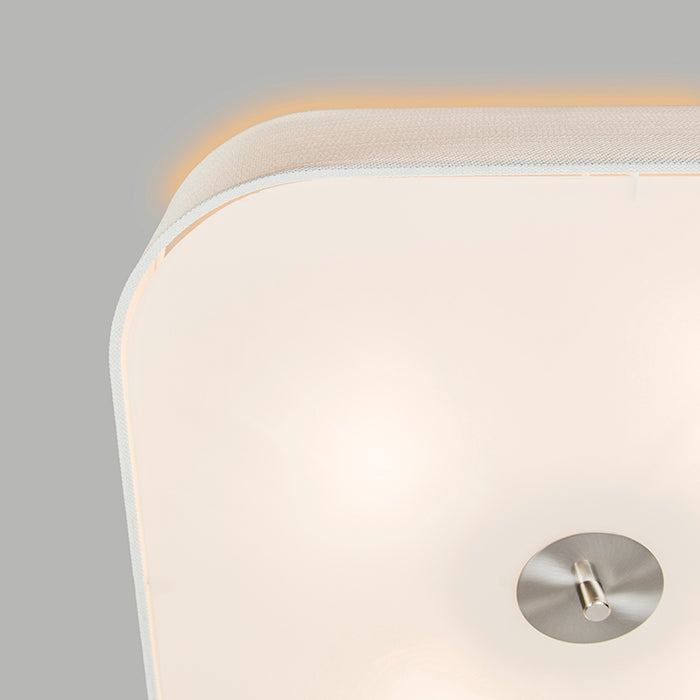 QAZQA Plafondlamp drum jute - Wit - Modern - L 500mm