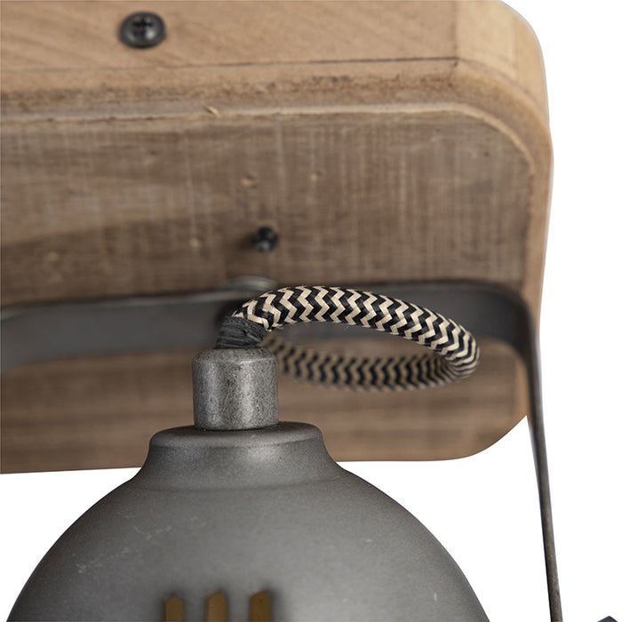 QAZQA Industriële smart spot grijs met hout incl. 2 WiFi GU10 - Emado