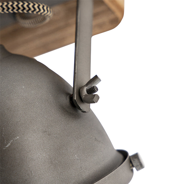 QAZQA Industriële smart spot grijs met hout incl. 2 WiFi GU10 - Emado