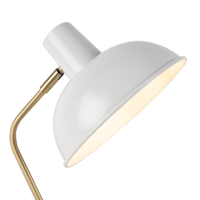 QAZQA Retro tafellamp wit met brons 38cm - Milou