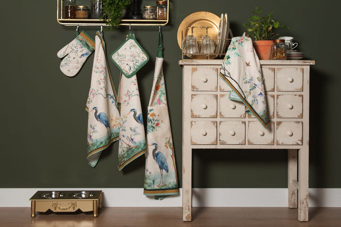 Clayre & Eef Tafelloper  50x160 cm Beige Bruin Katoen Tropisch motief