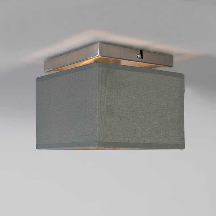 QAZQA Moderne plafonni�re staal met grijze kap - VT