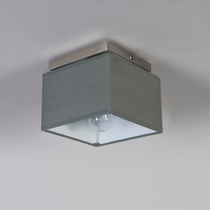 QAZQA Moderne plafonni�re staal met grijze kap - VT