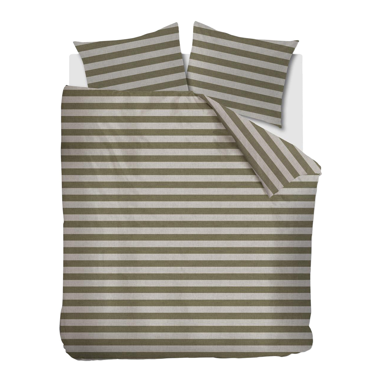 vtwonen Bold Stripe Dekbedovertrek 200 x 200/220 cm - Groen