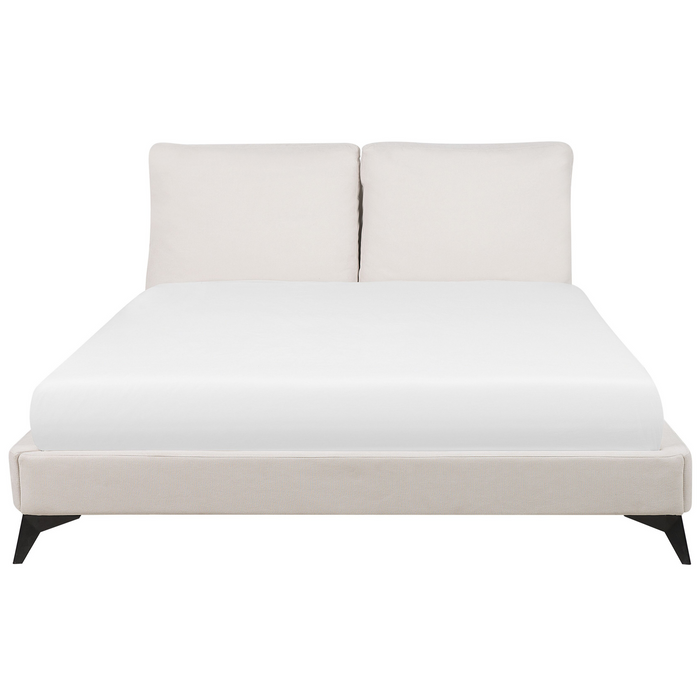 Beliani-MELLE -Tweepersoonsbed-Lichtbeige-180 x 200 cm-Chenille