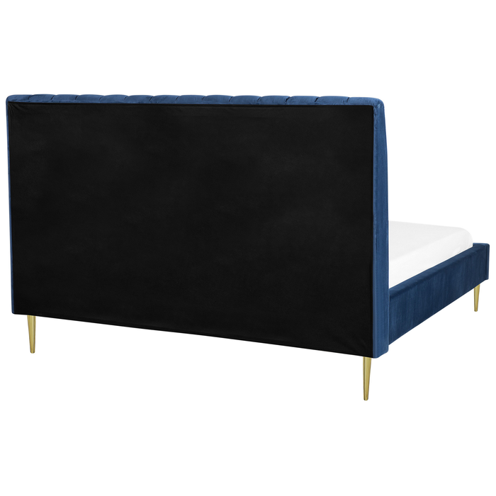 Beliani - MARVILLE - Tweepersoonsbed - Blauw - 180 x 200 cm - Fluweel