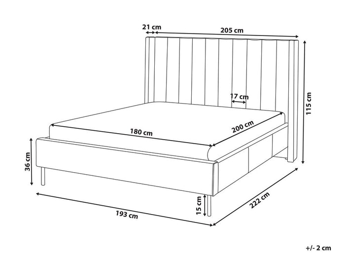 Beliani-VILLETTE -Tweepersoonsbed-Donkergroen-180 x 200 cm-Fluweel