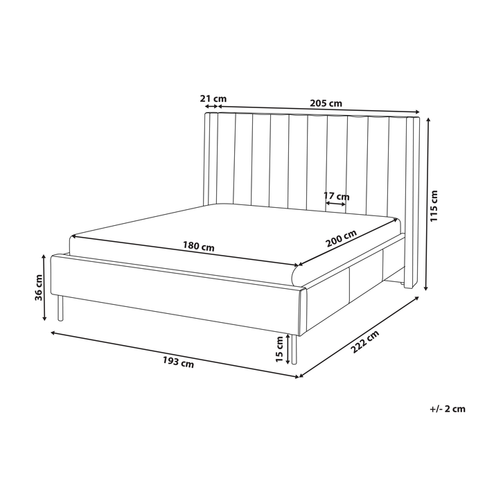 Beliani-VILLETTE -Tweepersoonsbed-Donkergroen-180 x 200 cm-Fluweel