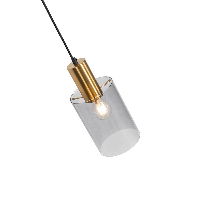 QAZQA Vintage hanglamp messing met smoke glas - Vidra