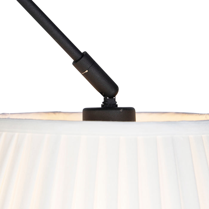 QAZQA Hanglamp zwart met plisse kap 35cm crème - Blitz