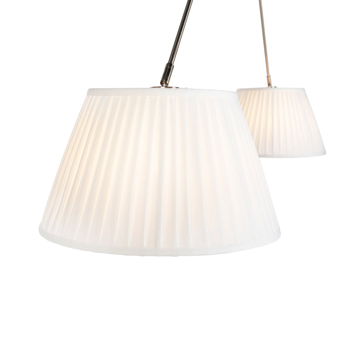 QAZQA Hanglamp staal met plisse kappen crème 35 cm 2-lichts - Blitz