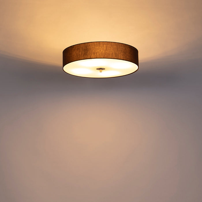 QAZQA Landelijke plafondlamp bruin 50 cm - Drum