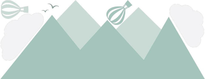 Daring Walls Muursticker Bergen en luchtballonnen green