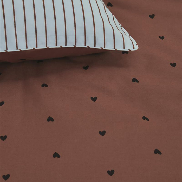 vtwonen Striped Hearts Dekbedovertrek 240 x 200/220 cm - Terra