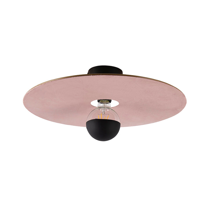 QAZQA Plafondlamp zwart platte kap roze 45 cm - Combi
