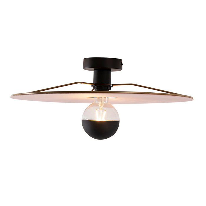 QAZQA Plafondlamp zwart platte kap roze 45 cm - Combi