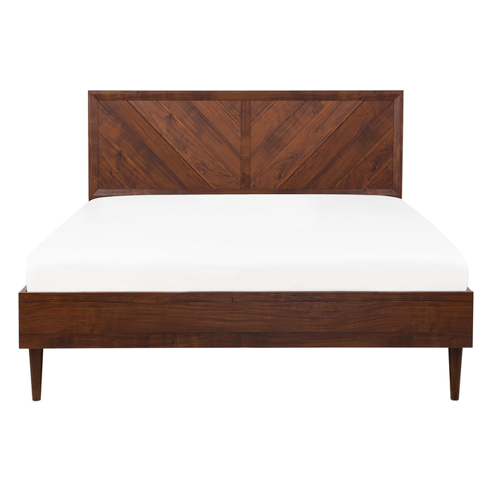 Beliani-MIALET -Bed LED-Donkere houtkleur-140 x 200 cm-Vezelplaat