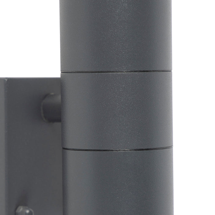 QAZQA Buitenwandlamp antraciet 2-lichts IP44 met bewegingssensor -