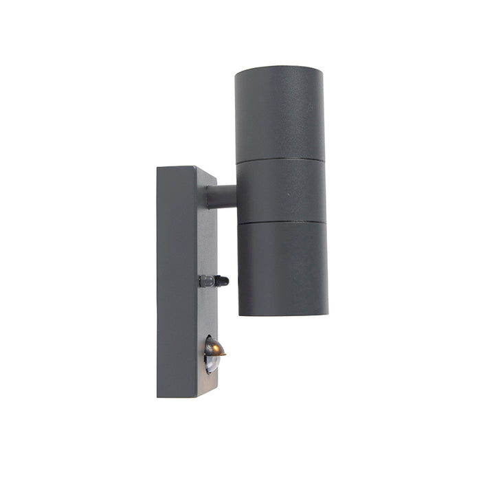 QAZQA Buitenwandlamp antraciet 2-lichts IP44 met bewegingssensor -