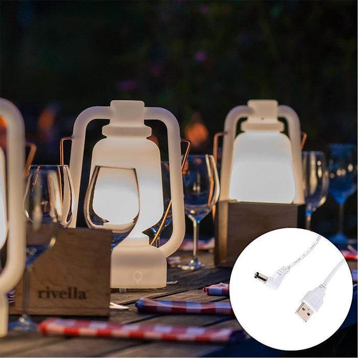 QAZQA Tafellamp oplaadbaar 30 cm IP44 wit - Storm Small