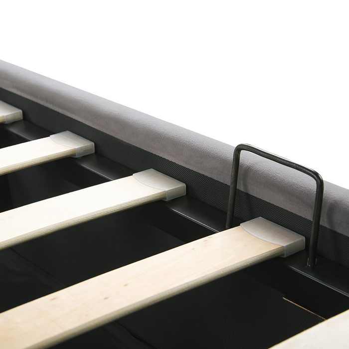 Beliani-ROCHEFORT -Bed met opbergruimte-Grijs-140 x 200 cm-Fluweel