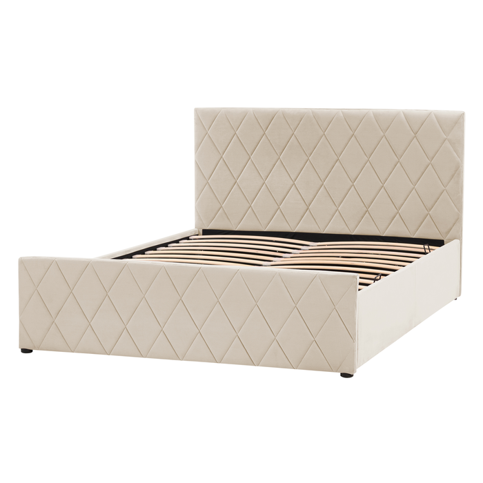 Beliani-ROCHEFORT -Bed met opbergruimte-Grijs-140 x 200 cm-Fluweel