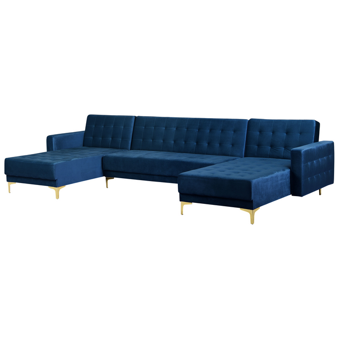 Beliani-ABERDEEN-Bank U-vormig-Marineblauw-Universeel-Fluweel