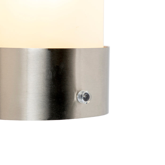 QAZQA Buiten wandlamp RVS schemersensor - Mira