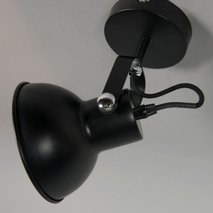 QAZQA Industriële wand- en plafondlamp zwart kantelbaar - Guida