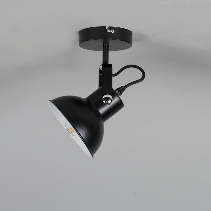 QAZQA Industriële wand- en plafondlamp zwart kantelbaar - Guida