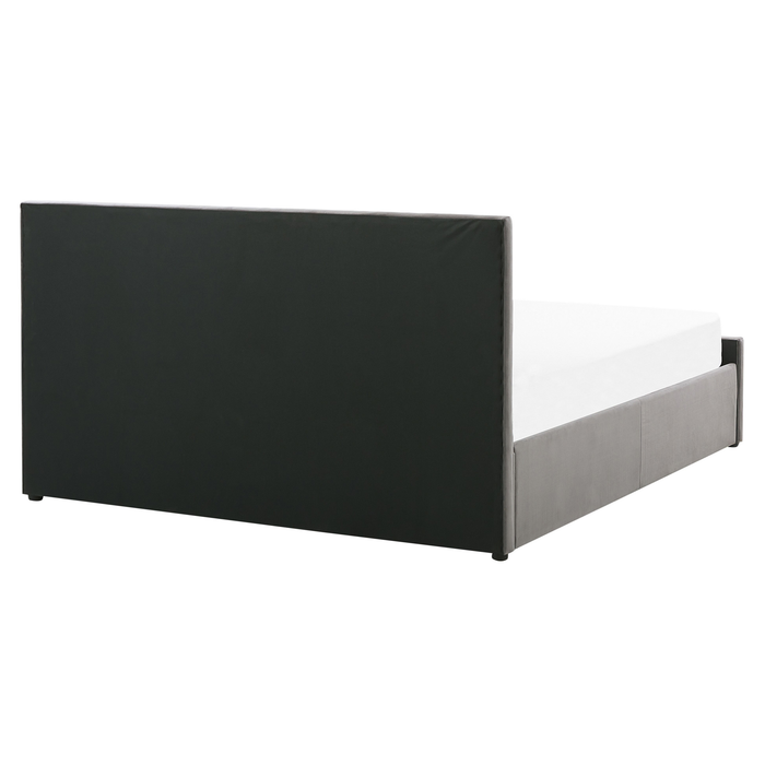 Beliani-ROCHEFORT -Bed met opbergruimte-Grijs-160 x 200 cm-Fluweel