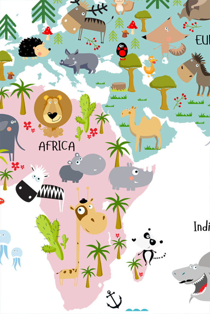 Wallified - Dieren Landkaart Poster - Wallified - Kinderen - Poster -