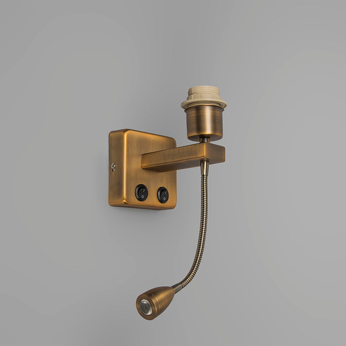 QAZQA Wandlamp brons incl. LED met leesarm - Brescia Combi