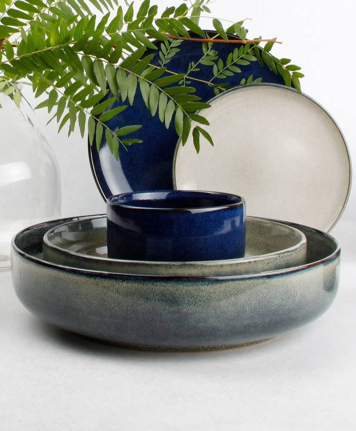 S&amp;P - MERIDIAN kop en schotel groenblauw 240 ml (set|4)