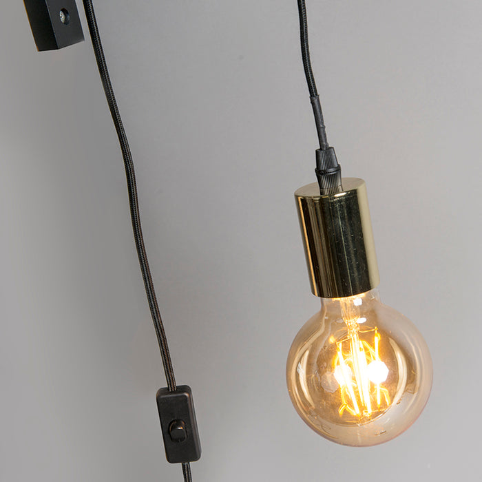 QAZQA Wandlamp zwart met goud - Galgje