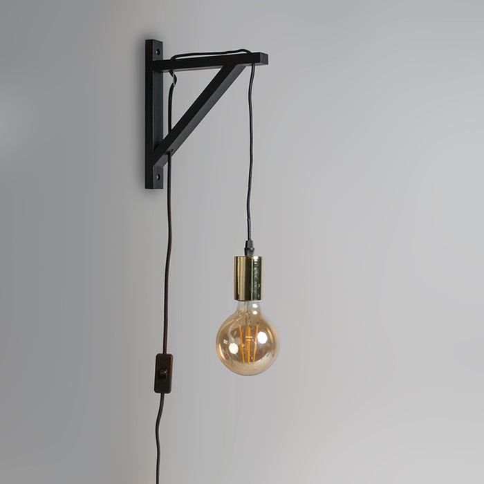 QAZQA Wandlamp zwart met goud - Galgje