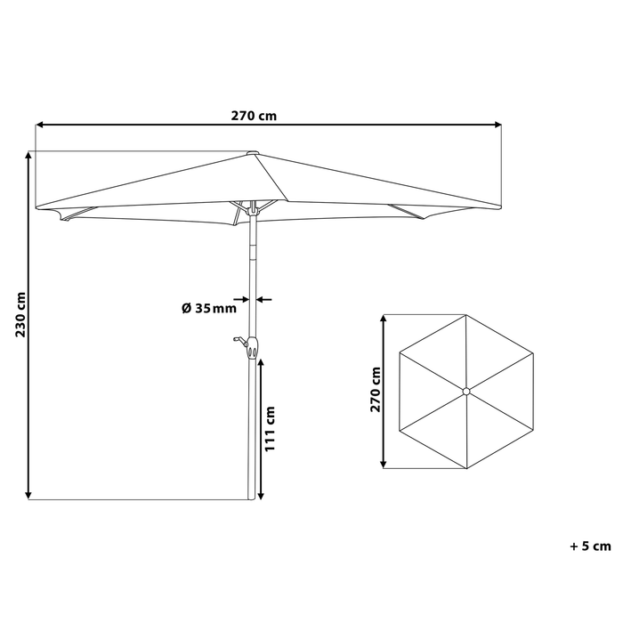 Beliani - VARESE - Parasol - Lichtgrijs - 270 cm - Polyester