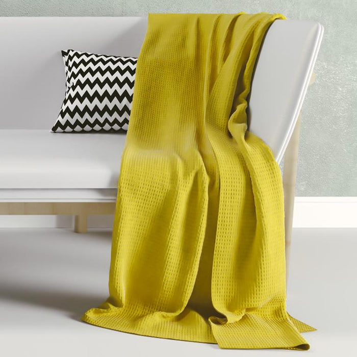 Heckett & Lane Wafel Sprei 240 x 260 cm - Curry Yellow