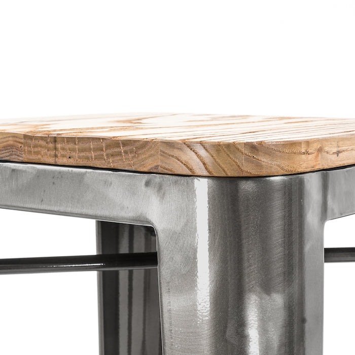 Legend Metalen barkruk industrieel metaal - met houten zitting - 77 cm